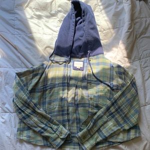 American Eagle Cropped Hooded Flannel
